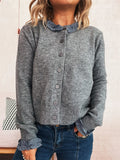 Damen Strickjacke mit abnehmbaren Kragen und Knopfdetails R&B