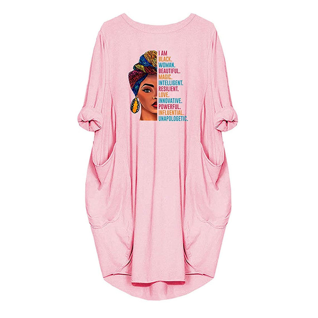 Damen Kleid mit lässigem Schnitt und kreativen Motiv und praktischen Taschen R&B