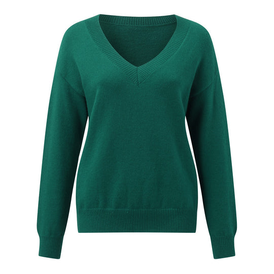 Damen V-Ausschnitt Strickpullover in feiner Wollqualität R&B