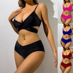 Damen Bikini mit innovativem Wickeldetail und hoher Taille R&B