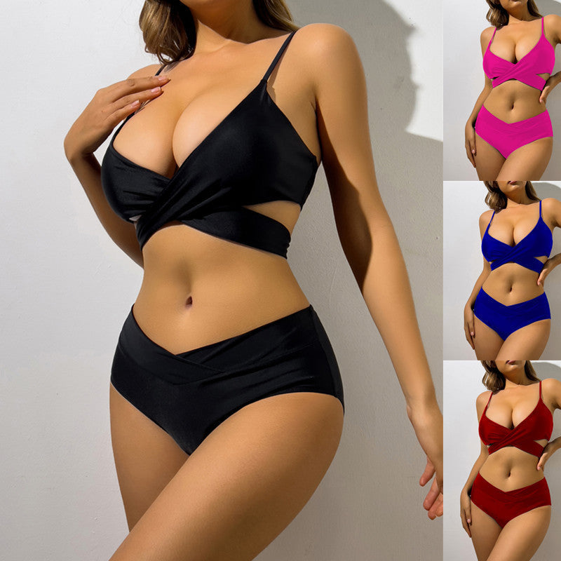 Damen Bikini mit innovativem Wickeldetail und hoher Taille R&B