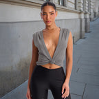 Damen Kurzflügel-Top mit Knoten-Detail und figurbetonter Passform R&B