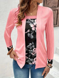 Damen Strickjacke mit floralem Design und langen Ärmeln