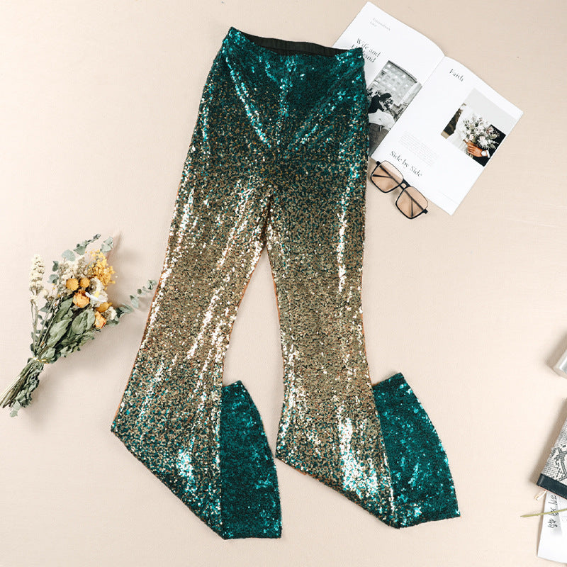 Damen Glitzernde Schlaghose mit Luxuriösem Pailletten-Muster R&B