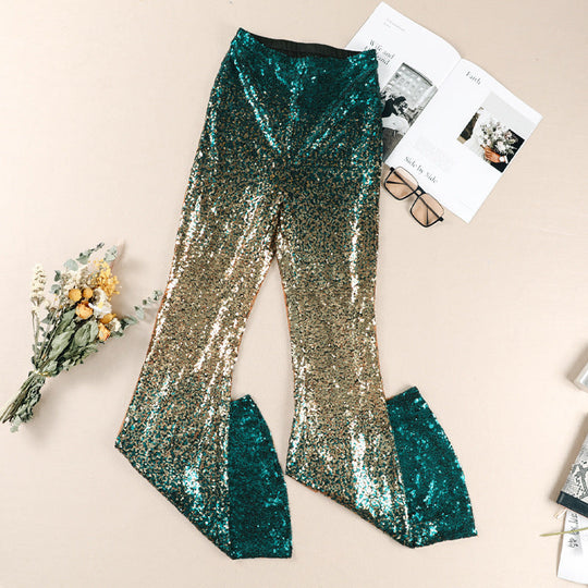 Damen Glitzernde Schlaghose mit Luxuriösem Pailletten-Muster R&B