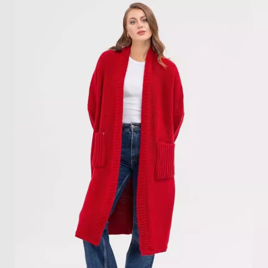 Damen Gemütlicher Strickmantel mit großen Taschen und oversized Schnitt R&B
