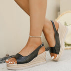 Damen Wedge-Pantoletten aus hochwertigem Kunstleder mit elastischen Riemen und trendiger Sohle R&B