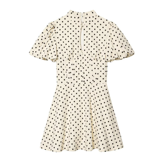 Damen A-Linien Kleid mit hochgeschlossenem Kragen und voluminösen Ärmeln R&B