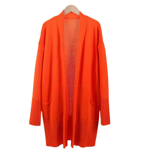 Damen vielseitige Strickjacke mit offenem Frontdesign und praktischen Taschen R&B