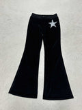 Damen elegante Schlaghose mit Glitzerstern-Detail R&B