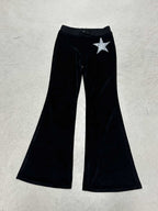Damen elegante Schlaghose mit Glitzerstern-Detail R&B