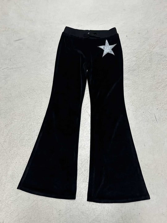 Damen elegante Schlaghose mit Glitzerstern-Detail R&B