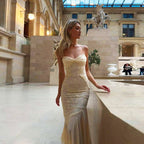 Damen Figurbetontes Maxikleid mit Spaghettiträgern und elegantem Drapierungsdesign R&B
