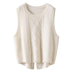 Damen Ärmellose Strickweste mit Zopfmuster und modernen Details R&B