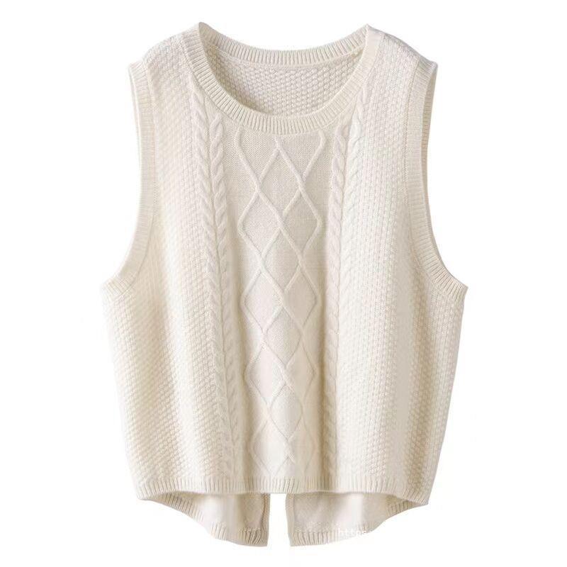 Damen Ärmellose Strickweste mit Zopfmuster und modernen Details R&B