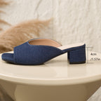 Damen Mules mit elegantem offenen Zehenbereich und komfortablem Blockabsatz EB