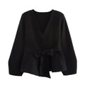 Damen Wickeljacke mit eleganter Taillierung und Bogenmotiv R&B