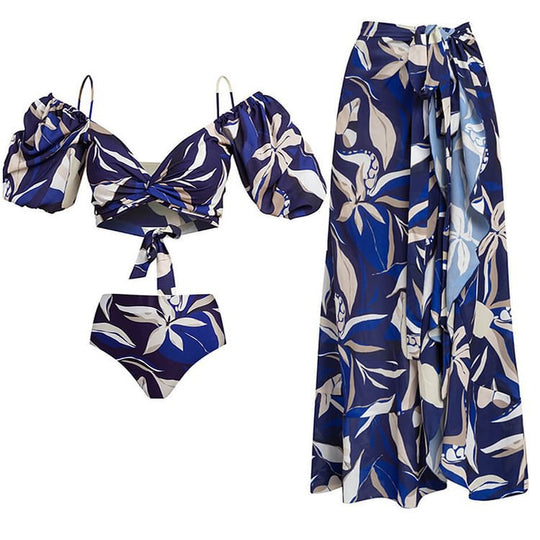 Damen Bikiniset mit elegantem Oberteil und fließendem Maxiröckchen R&B