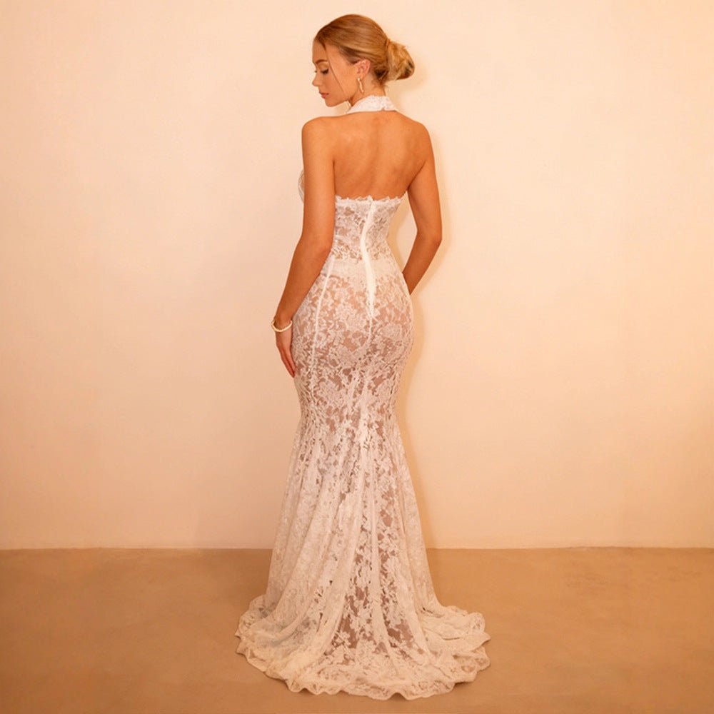 Damen Elegantes Spitzenkleid mit verführerischem Ausschnitt und traumhaftem Design R&B