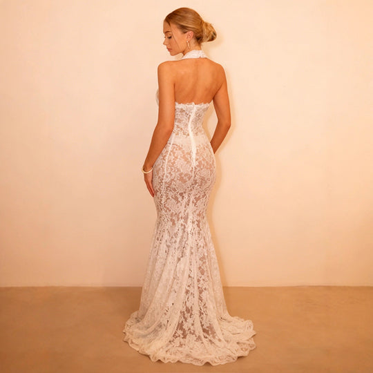 Damen Elegantes Spitzenkleid mit verführerischem Ausschnitt und traumhaftem Design R&B