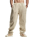 Herren lässige Leinenhose mit seitlichen Taschen und elastischem Bund R&B