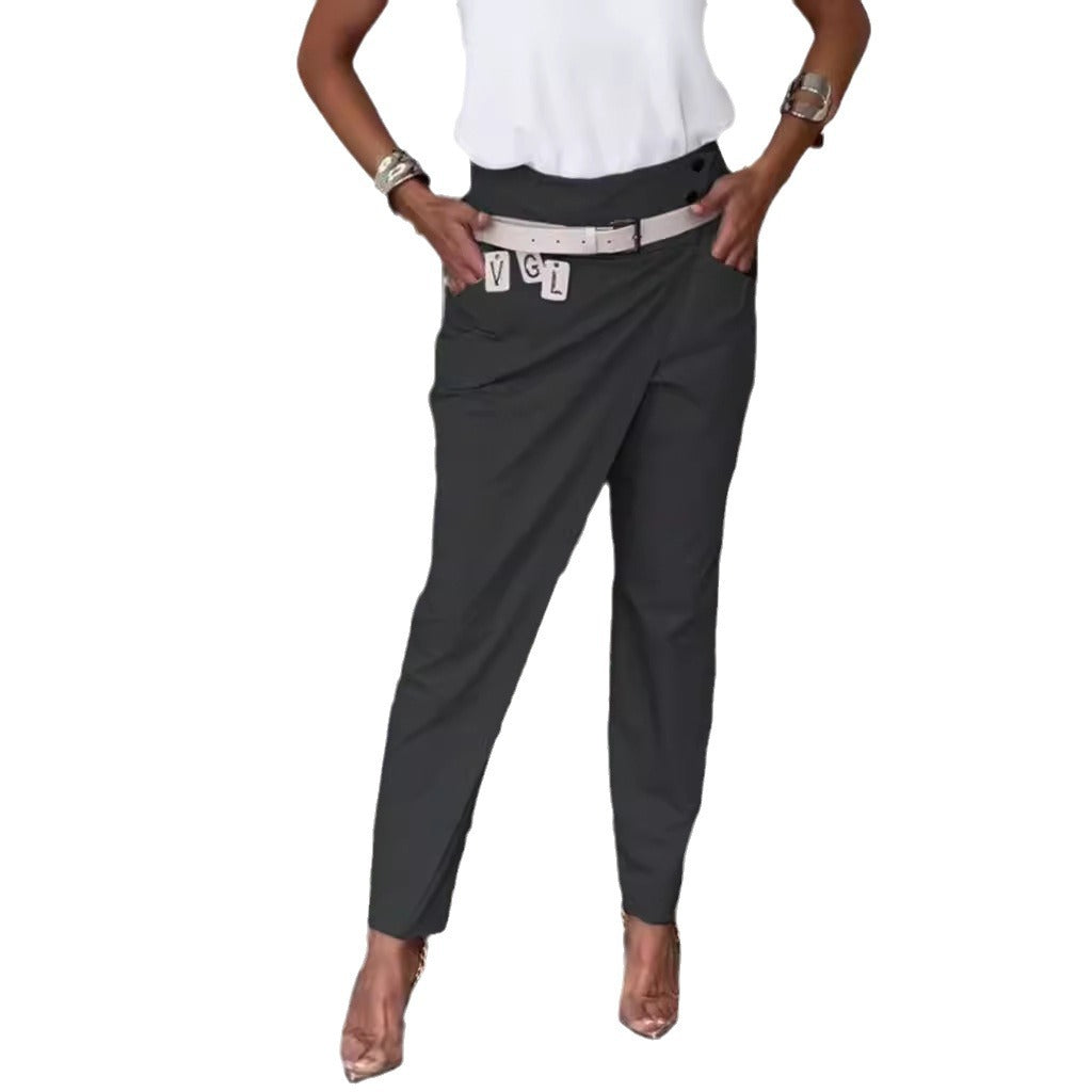 Damen Elegante Hochwasserhose mit raffinierter Drapierung und seitlichem Schlitz Heidi-Mode