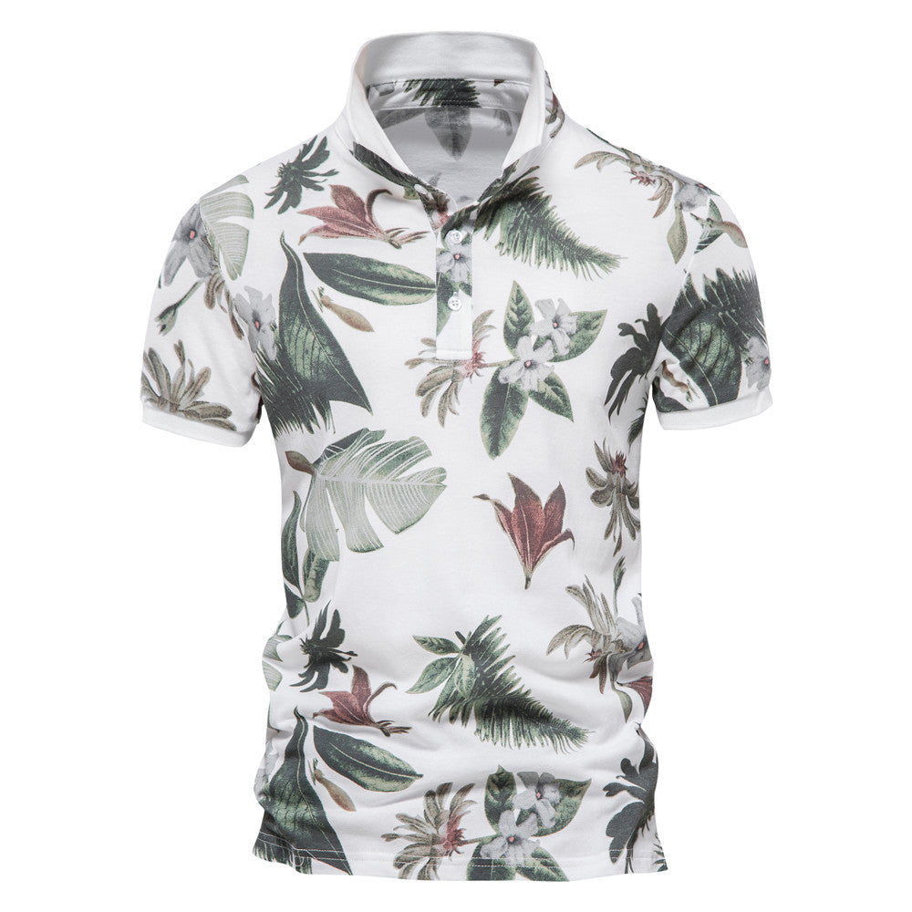 Herren Polohemd mit floralem Design und klassischem Kragen R&B
