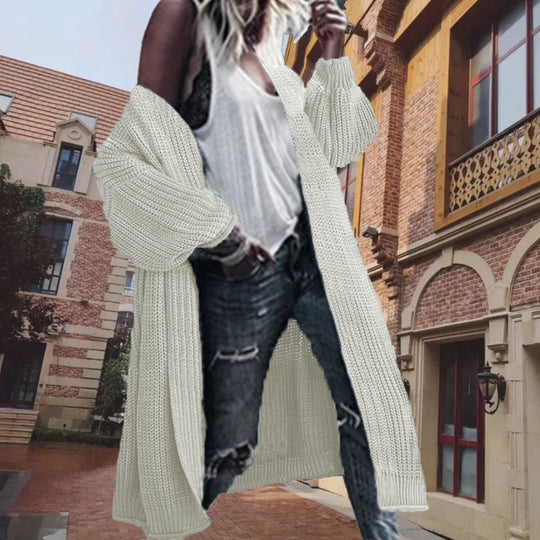 Damen Strickmantel mit oversized Passform und voluminösen Ärmeln R&B