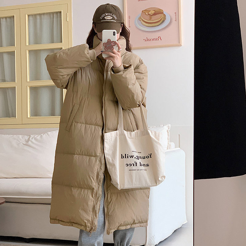 Damen Lange Pufferjacke mit Kapuze und voluminösem Schnitt R&B