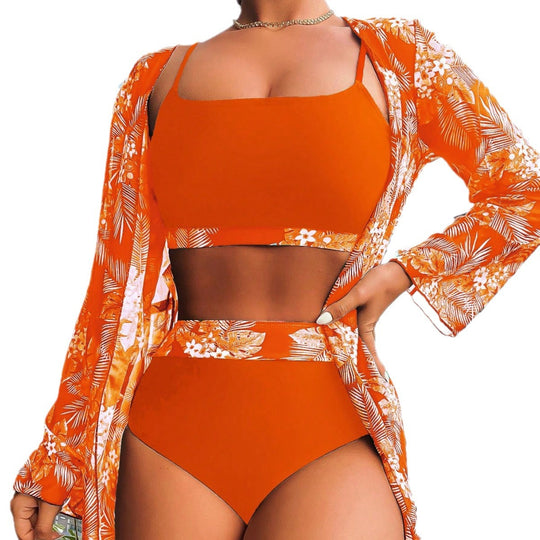 Damen Raffiniertes Bikini-Set mit transparentem Wickeltuch R&B