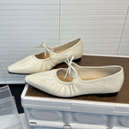 Damen Ballerinas mit Lederoberfläche und Gummizug R&B