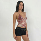 Damen Halter-Top mit exotischem Tiermuster und figurbetontem Schnitt R&B