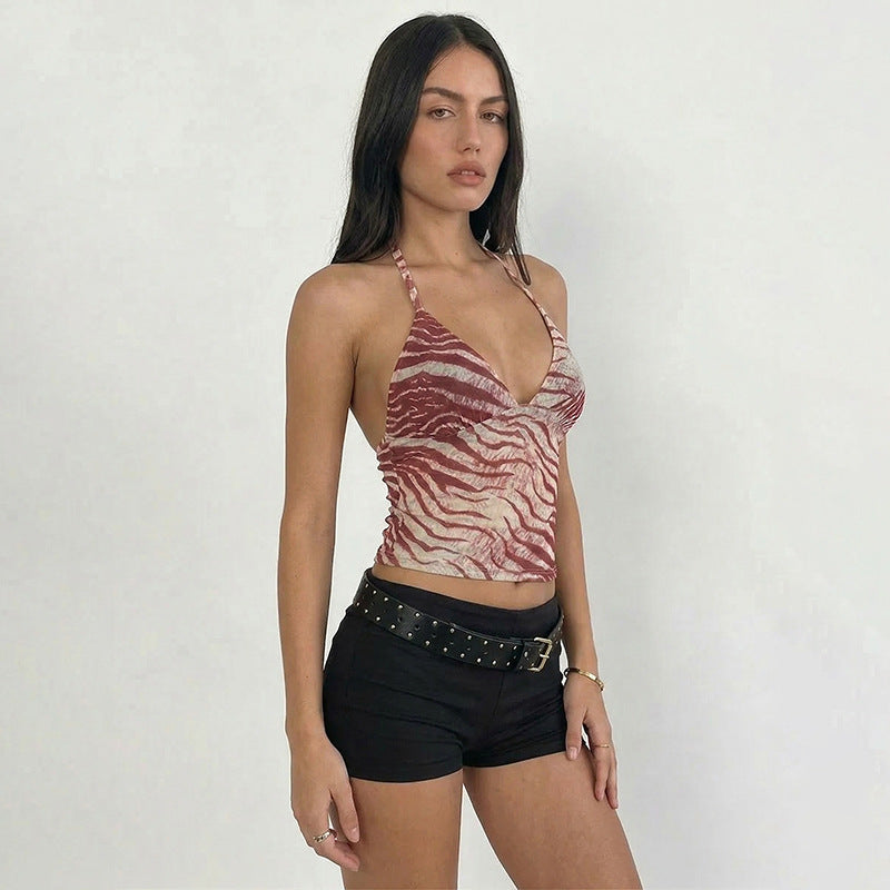 Damen Halter-Top mit exotischem Tiermuster und figurbetontem Schnitt R&B