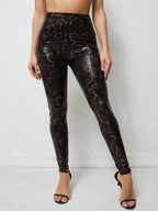 Damen Hochglänzende Leggings im Schlangenmuster