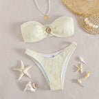 Damen Bandeau-Bikini mit Rüschendetails und modischem Schmuckakzent R&B