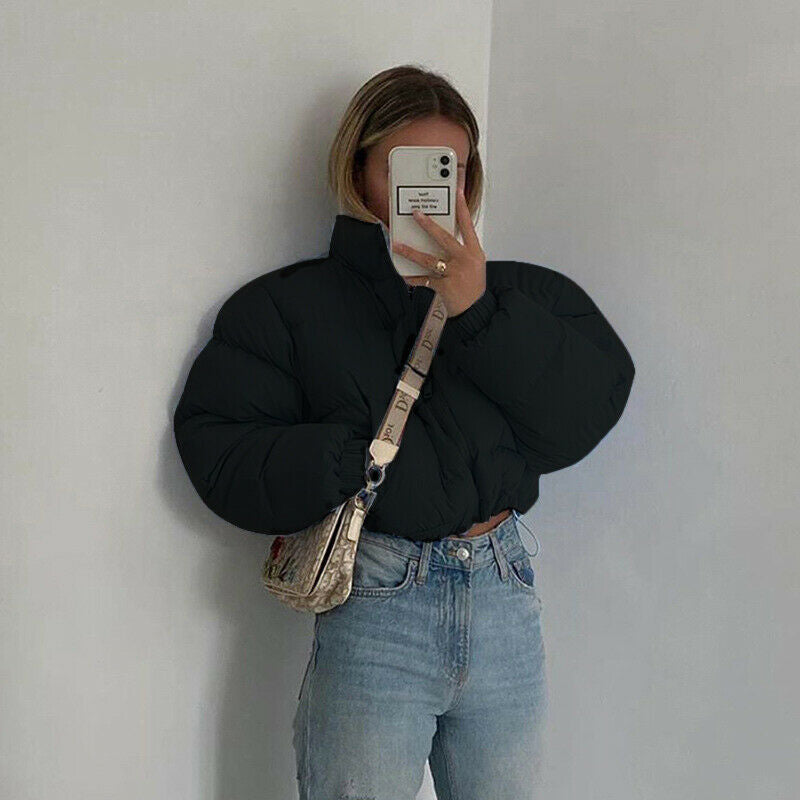 Damen gesteppte Winterjacke mit Kapuze R&B