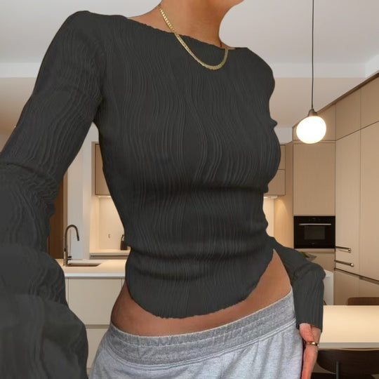 Damen Langarmshirt mit strukturiertem Design R&B