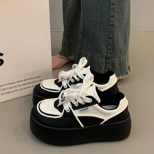 Damen modische Plateau Sneakers mit eleganten Ziernähten und dämpfender Sohle R&B