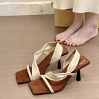 Damen elegante und moderne High Heel Sandalen mit breiten Riemen R&B