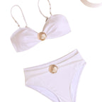 Damen Hochgeschnittener Bikini mit elegantem Muschel-Detail