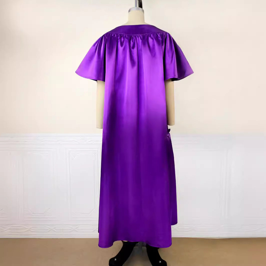 Damen Fließendes Maxikleid mit voluminösen Ärmeln R&B