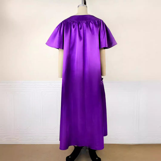Damen Fließendes Maxikleid mit voluminösen Ärmeln R&B