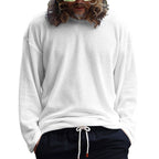 Herren lässiges langärmliges T-Shirt mit strukturierter Oberfläche und modernem Rundhalsausschnitt R&B