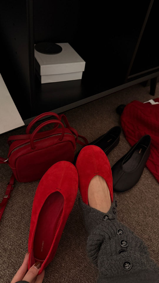 Damen Ballerinas aus hochwertigem Wildleder mit elastischem Rand R&B