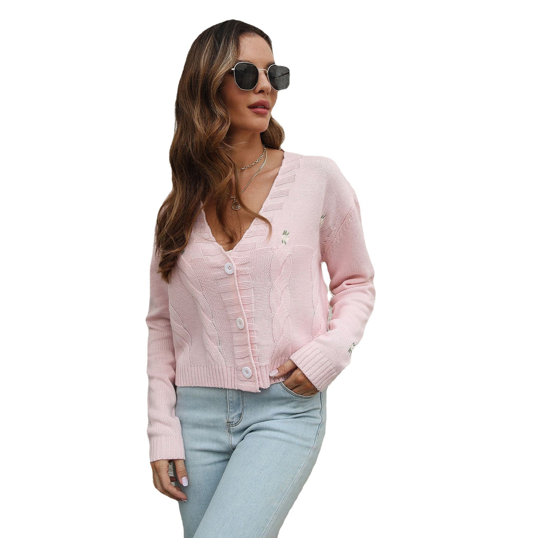 Damen Strickjacke mit dekorativem Zopfmuster und Knopfleiste R&B