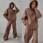 Damen lässiger Kapuzenpullover und entspannte Freizeithose Set R&B