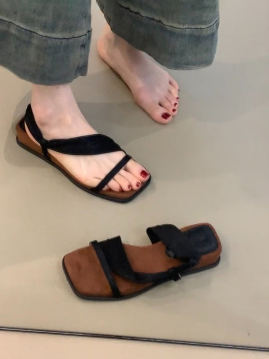 Damen modische Sandalen mit eleganten Riemen und attraktiven Leopardenmuster R&B