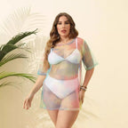 Damen transparenter Strandüberwurf aus leichtem Netzmaterial R&B