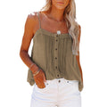 Damen luftiges Spaghettiträger-Oberteil mit kariertem Design und Knopfdetails R&B