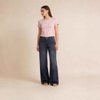 Damen Weite Stretch-Jeans mit High-Waist Passform